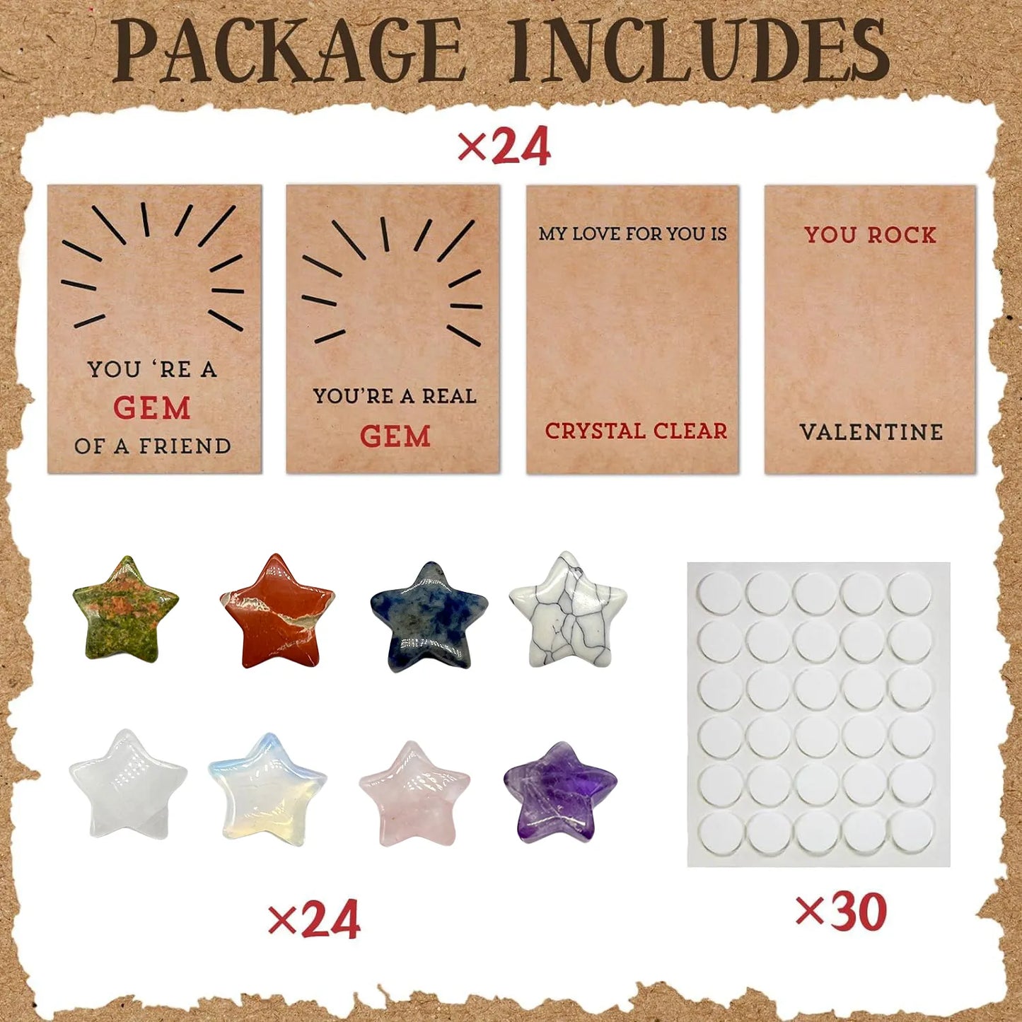 24PCs Valentines Cards with Heart-Shape -Gifts for Kids