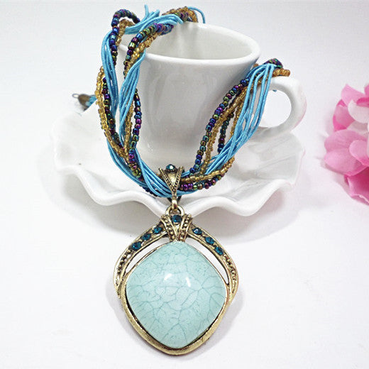 Vintage Turquoise Rhinestone Necklace