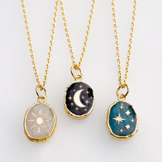 Celestial Necklace Astrology Necklace Dainty Gemstone